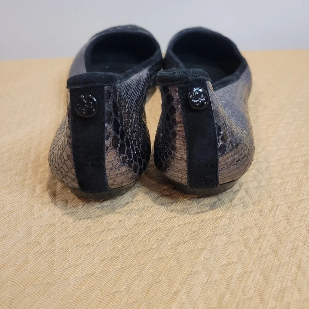 Donald j pliner size 9m great animal print black/silver ballet flats